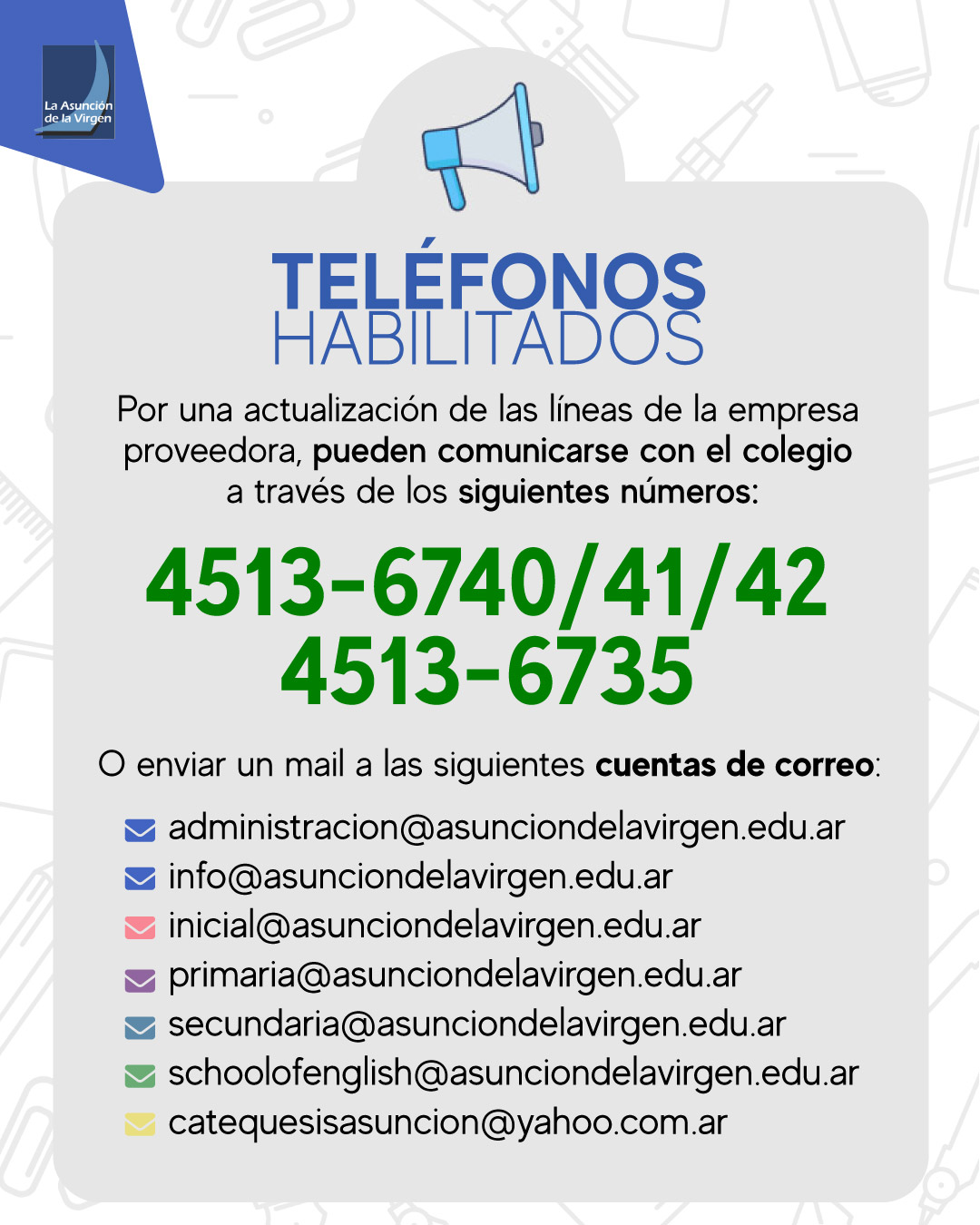 Aviso por falla en los télefonos