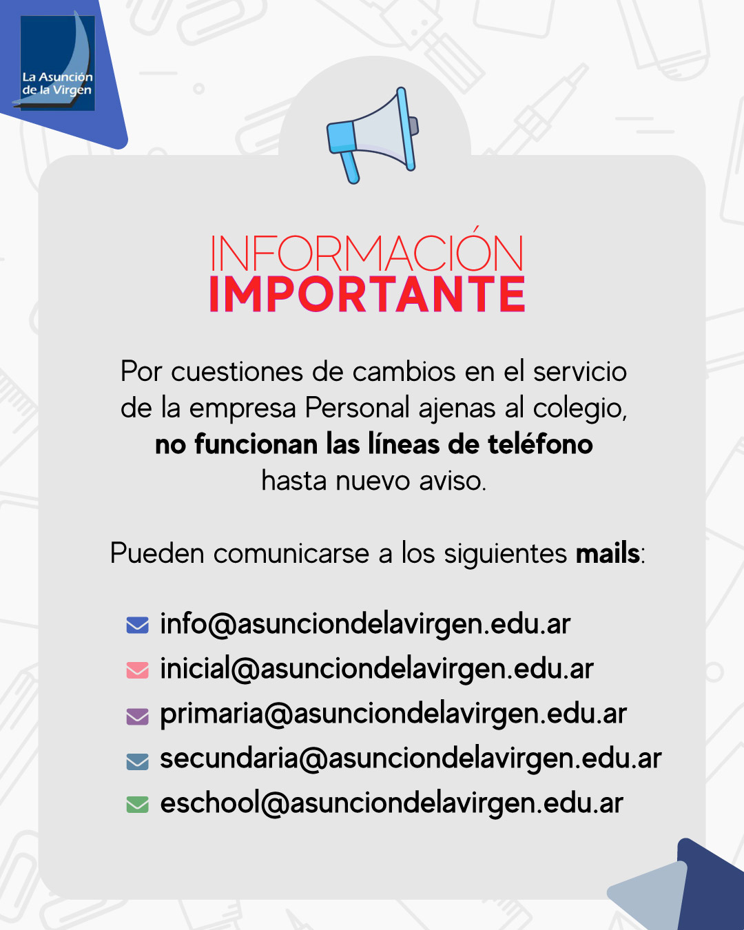 Aviso por falla en los télefonos